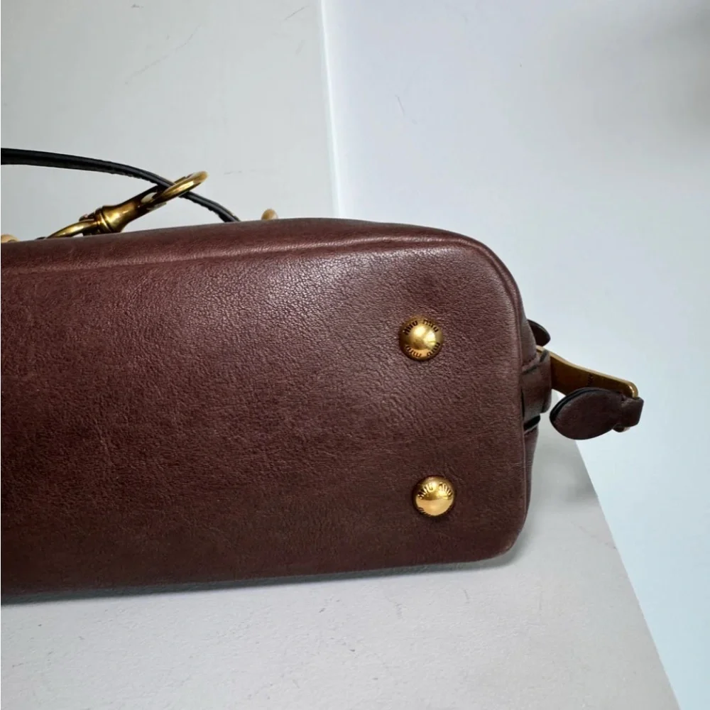 Miu Miu Brown and Gold Leather Satchel - Picture 5 of 9